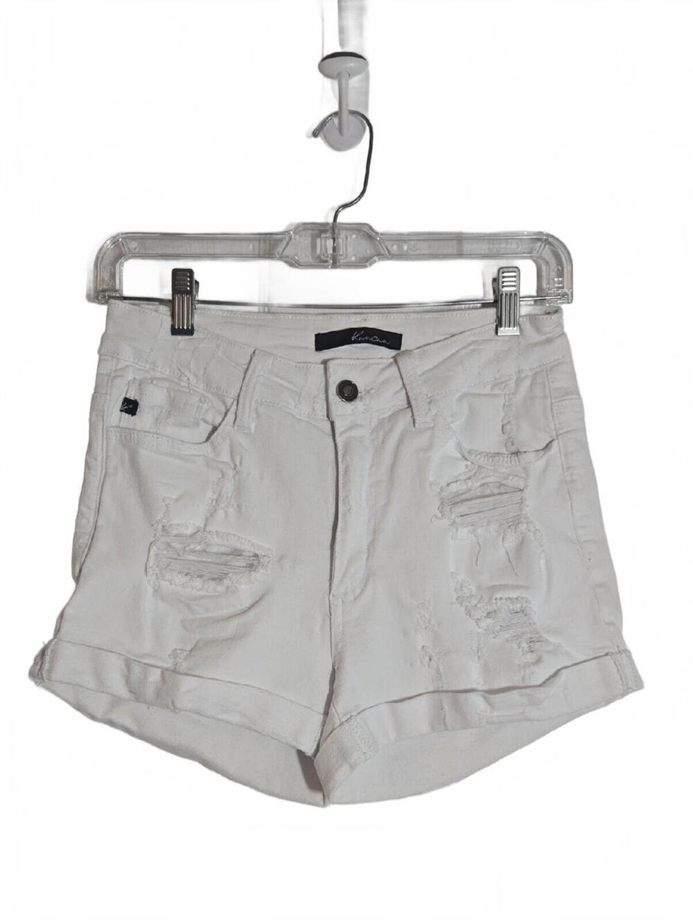 KanCan White Distressed Rolled-Hem Jean Shorts Size 5-26